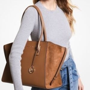 Michael Kors Collection Brown Tote Avril Extra-Large Leather and Suede Tote Bag